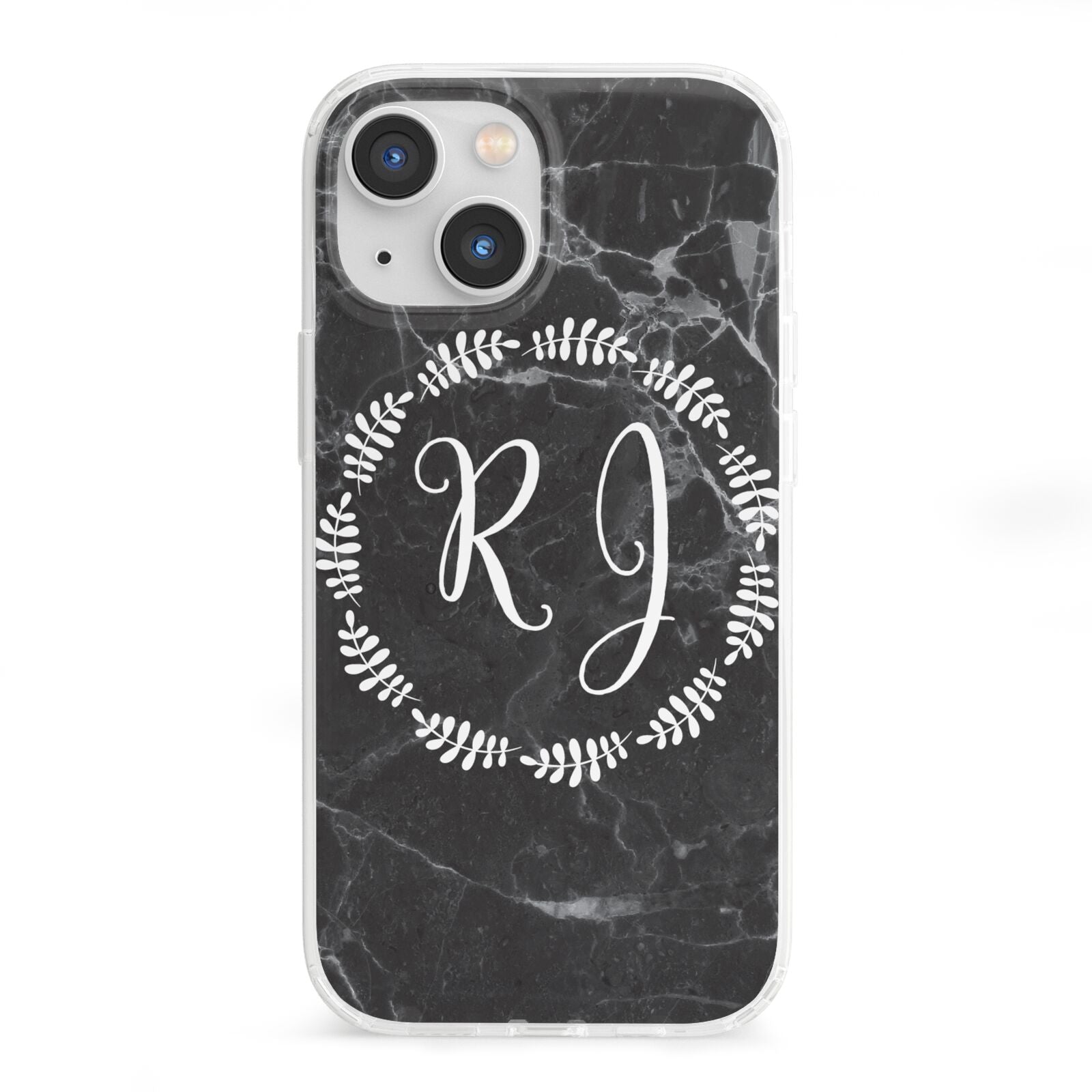 Marble Personalised Initials iPhone 13 Mini Clear Bumper Case