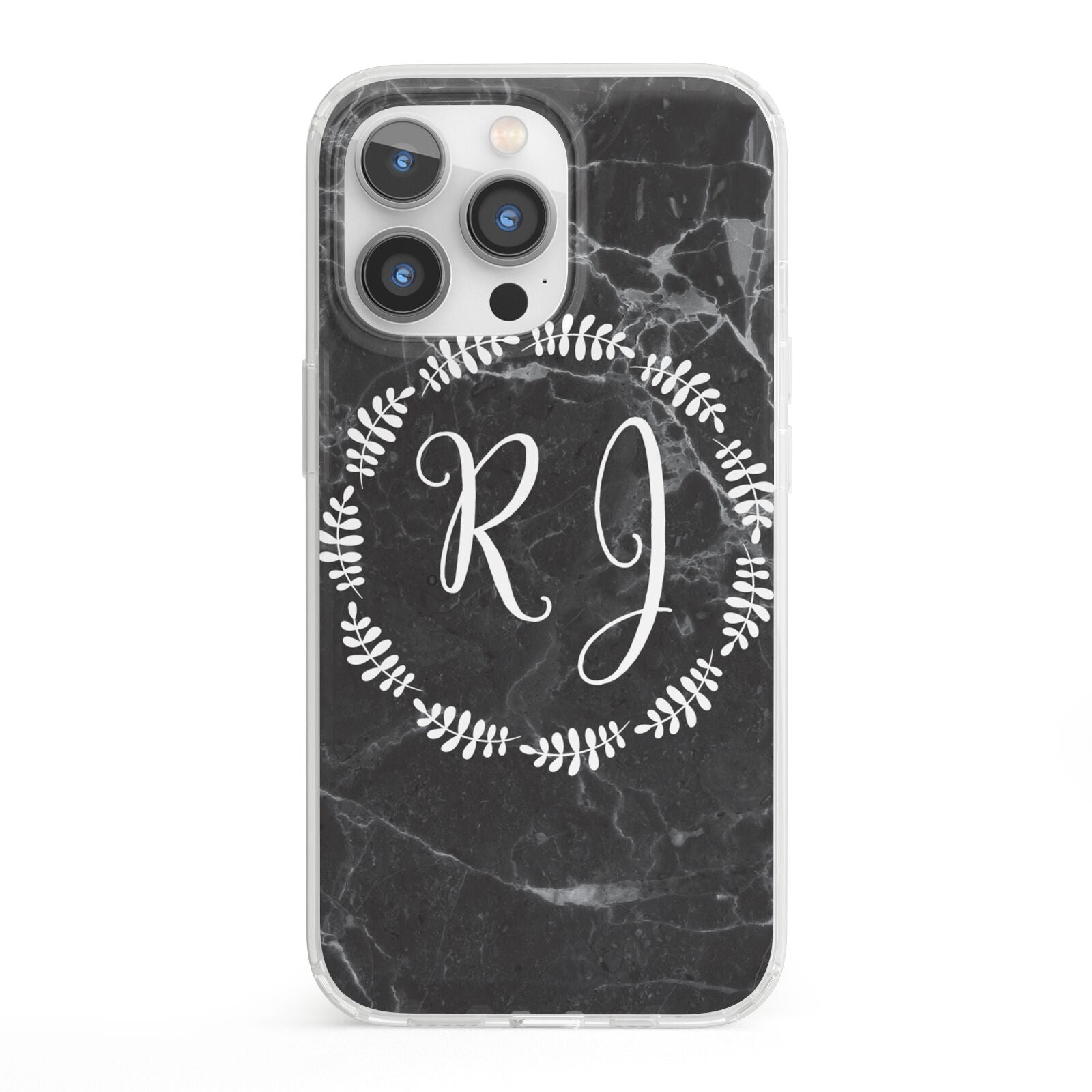 Marble Personalised Initials iPhone 13 Pro Clear Bumper Case