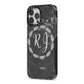 Marble Personalised Initials iPhone 13 Pro Max Black Impact Case Side Angle on Silver phone