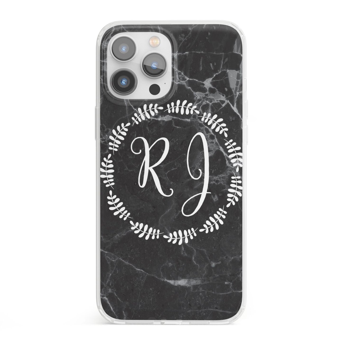 Marble Personalised Initials iPhone 13 Pro Max Clear Bumper Case