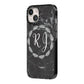 Marble Personalised Initials iPhone 14 Black Impact Case Side Angle on Silver phone