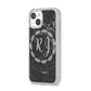 Marble Personalised Initials iPhone 14 Clear Tough Case Starlight Angled Image