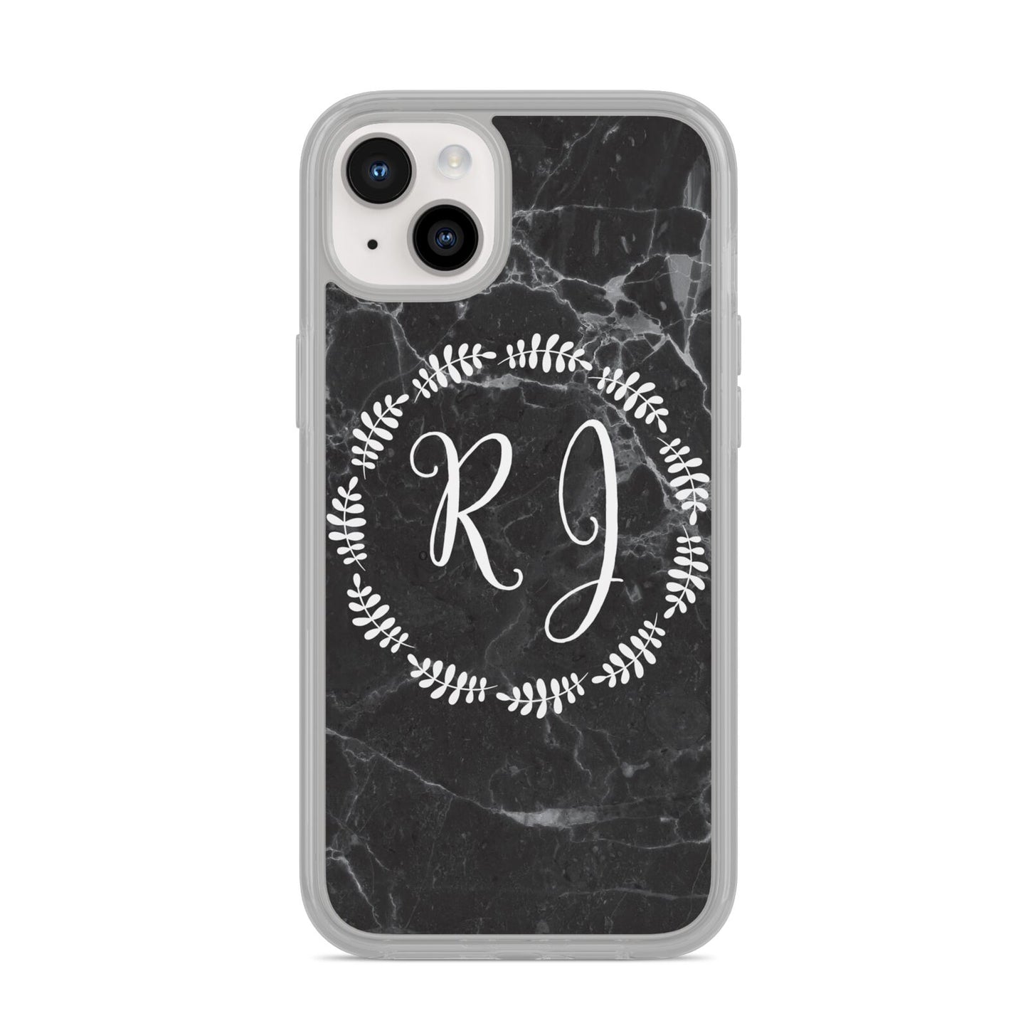 Marble Personalised Initials iPhone 14 Plus Clear Tough Case Starlight