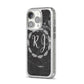 Marble Personalised Initials iPhone 14 Pro Glitter Tough Case Silver Angled Image