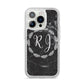 Marble Personalised Initials iPhone 14 Pro Glitter Tough Case Silver