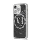 Marble Personalised Initials iPhone 14 Pro Max Clear Tough Case Silver Angled Image