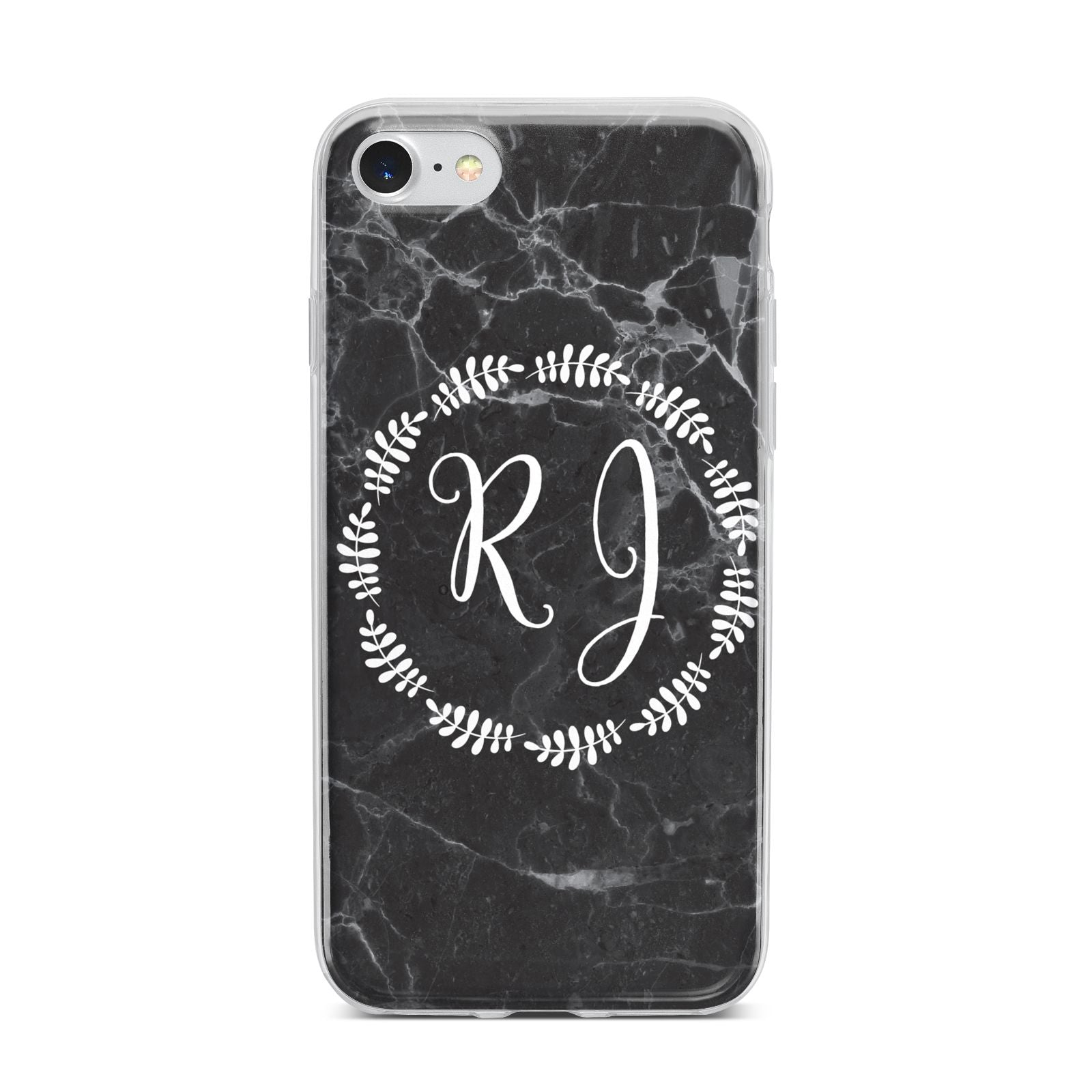 Marble Personalised Initials iPhone 7 Bumper Case on Silver iPhone