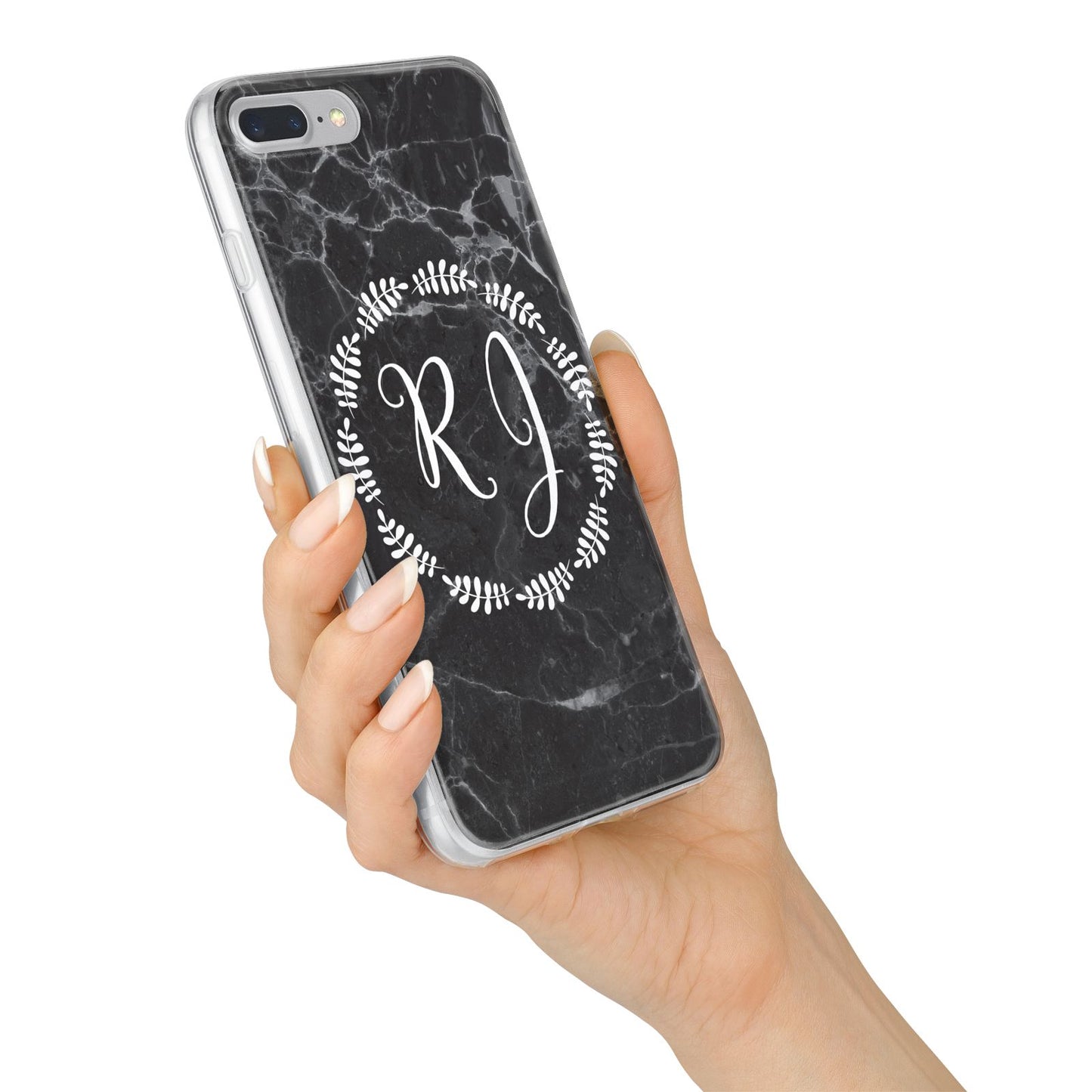 Marble Personalised Initials iPhone 7 Plus Bumper Case on Silver iPhone Alternative Image