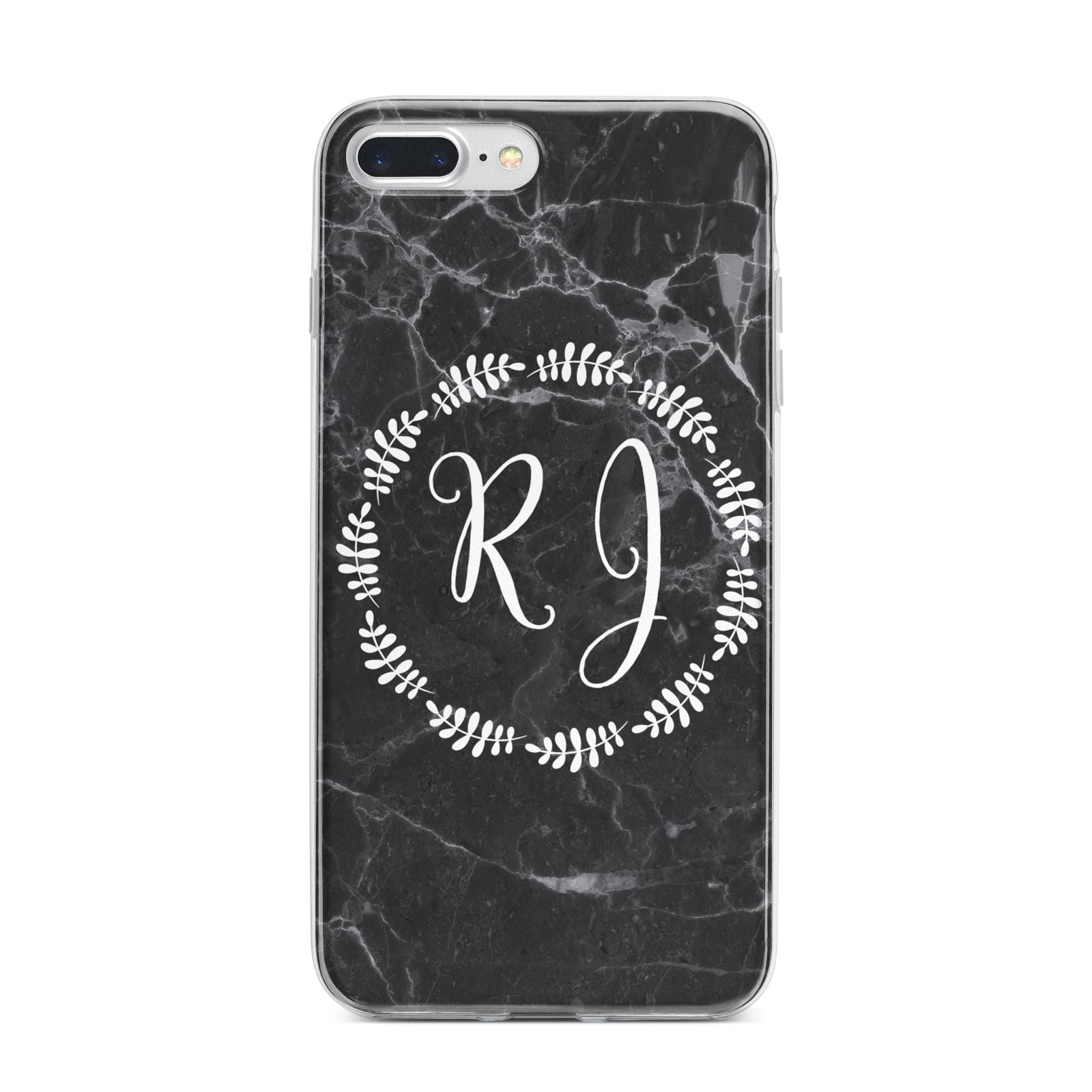 Marble Personalised Initials iPhone 7 Plus Bumper Case on Silver iPhone