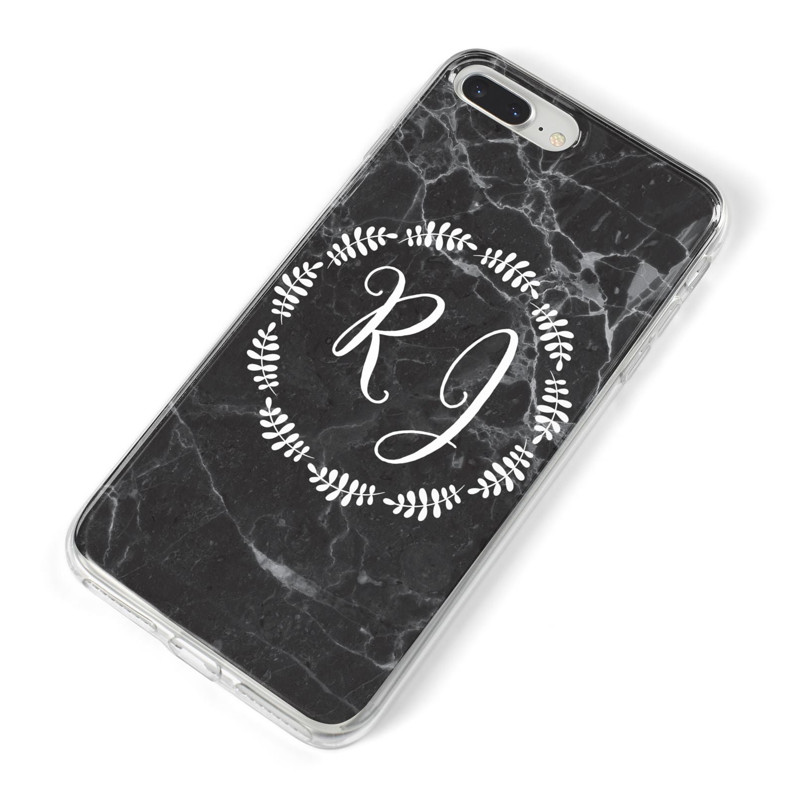 Marble Personalised Initials iPhone 8 Plus Bumper Case on Silver iPhone Alternative Image