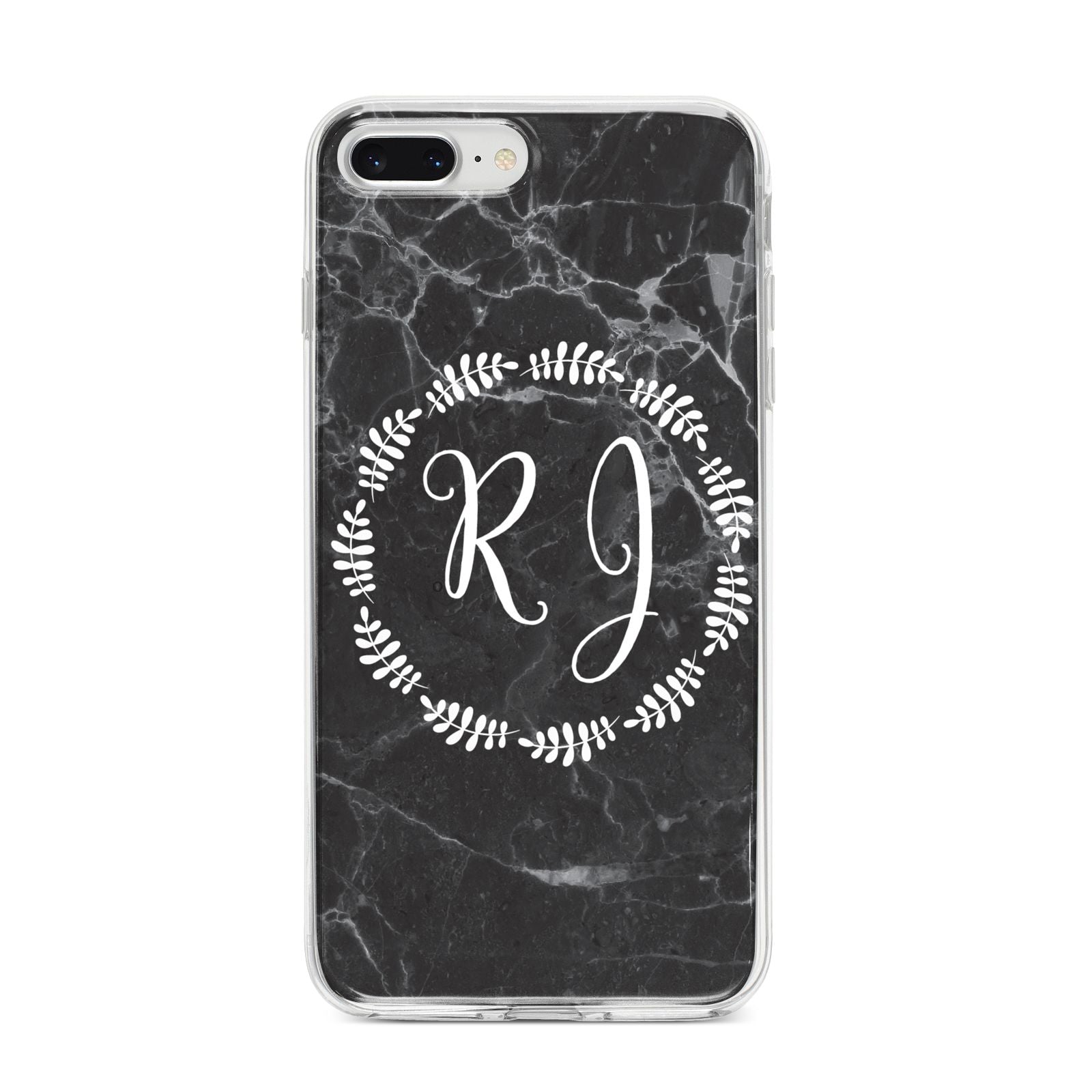 Marble Personalised Initials iPhone 8 Plus Bumper Case on Silver iPhone