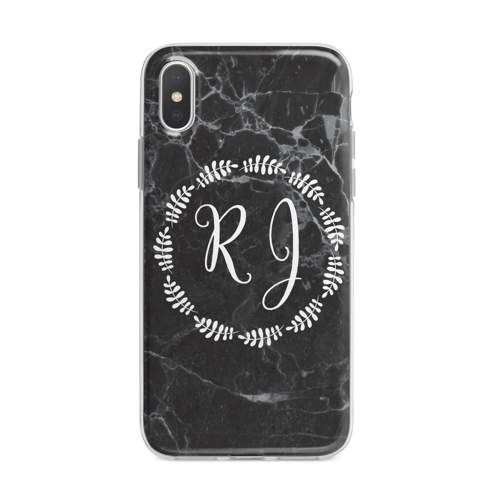 Marble Personalised Initials iPhone X Bumper Case on Silver iPhone Alternative Image 1