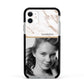 Marble Photo Apple iPhone 11 in White with Black Impact Case