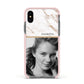 Marble Photo Apple iPhone Xs Impact Case Pink Edge on Black Phone