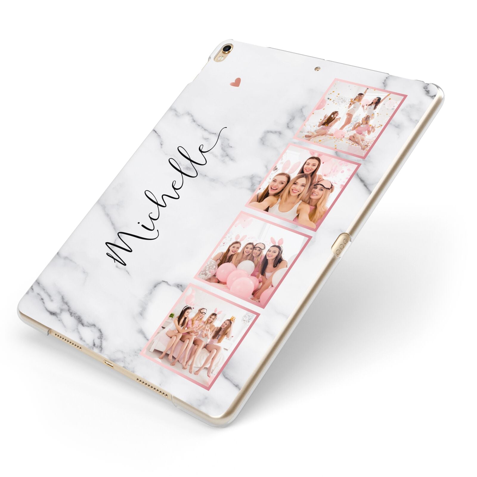 Marble Photo Strip Personalised Apple iPad Case on Gold iPad Side View
