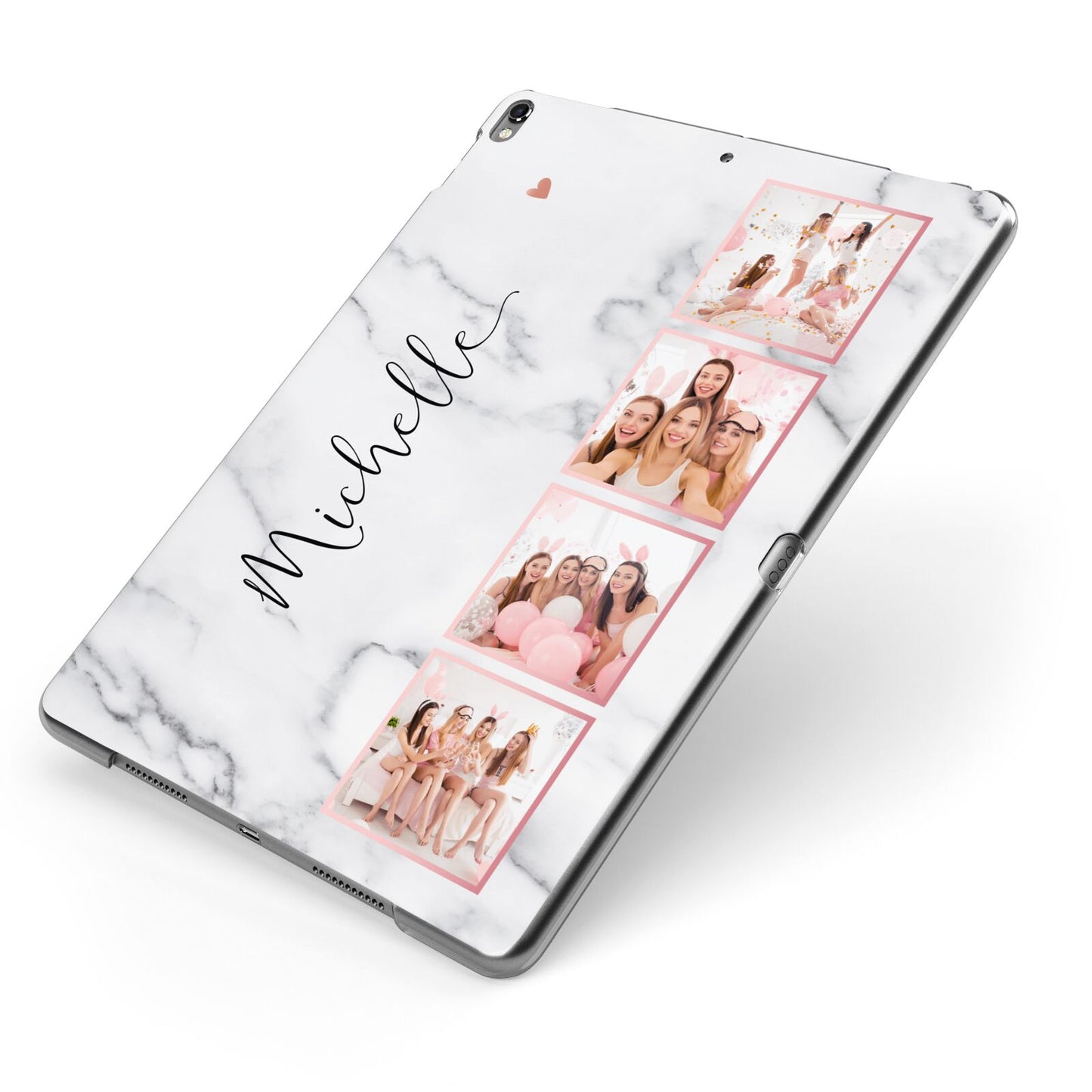 Marble Photo Strip Personalised Apple iPad Case on Grey iPad Side View