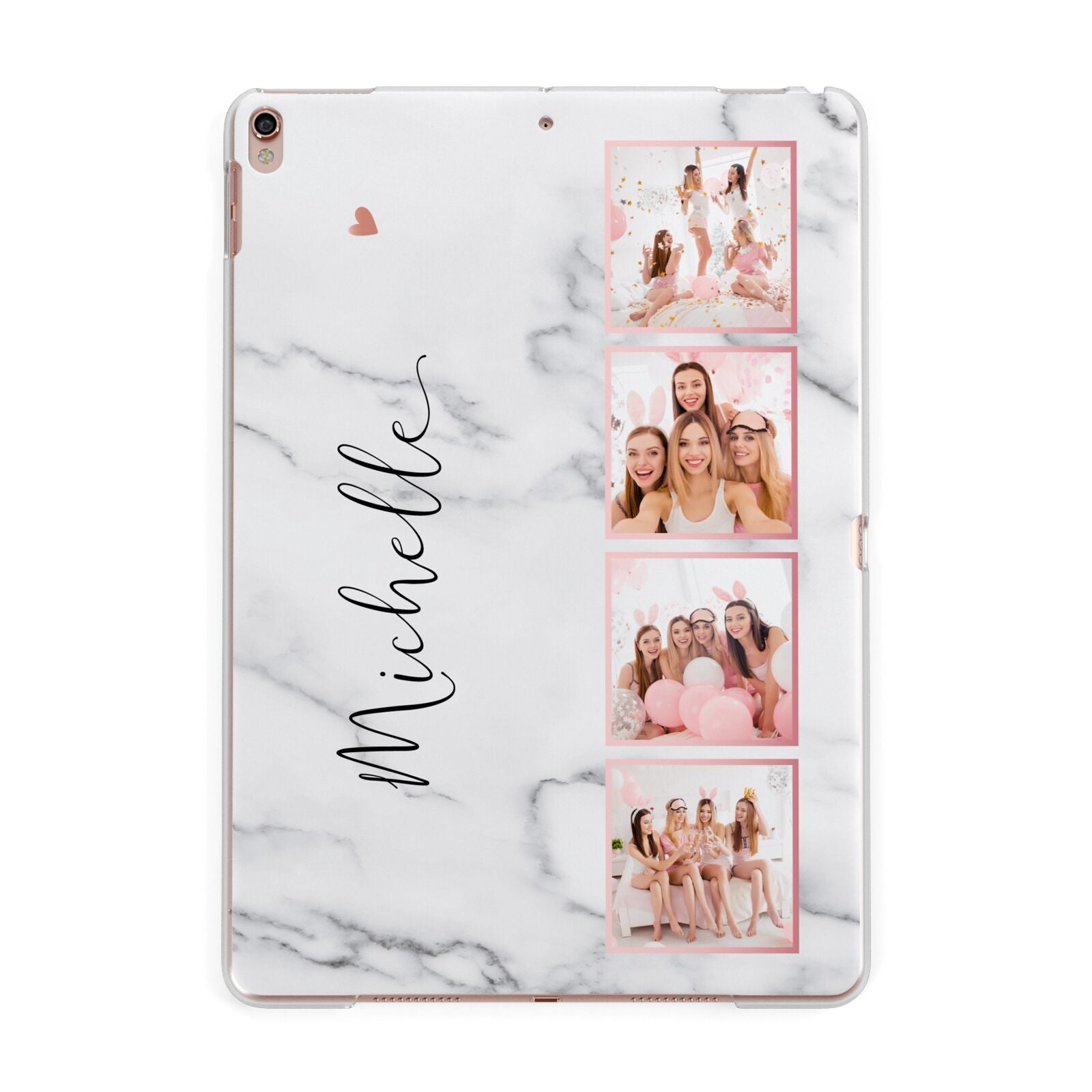 Marble Photo Strip Personalised Apple iPad Rose Gold Case