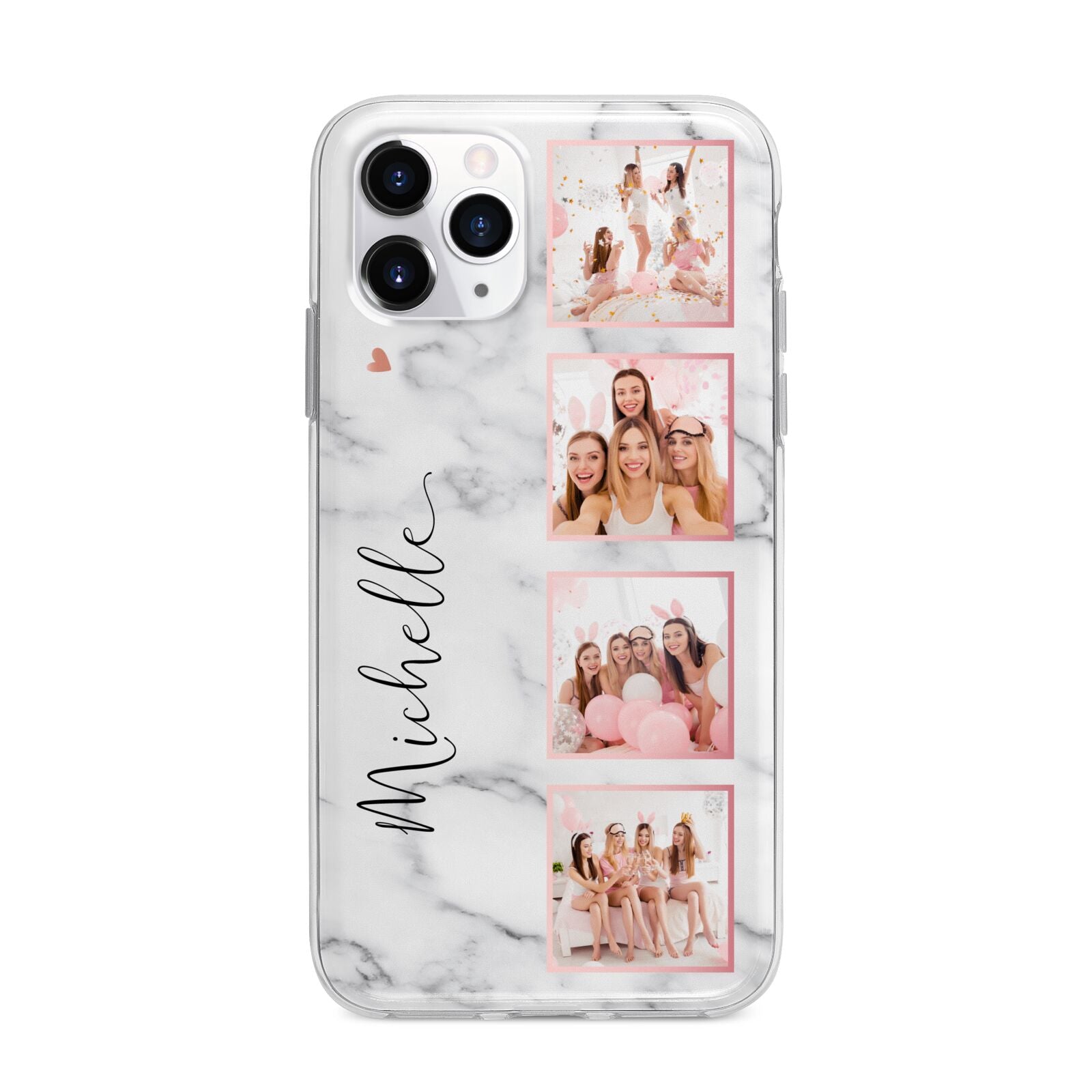 Marble Photo Strip Personalised Apple iPhone 11 Pro Max in Silver with Bumper Case