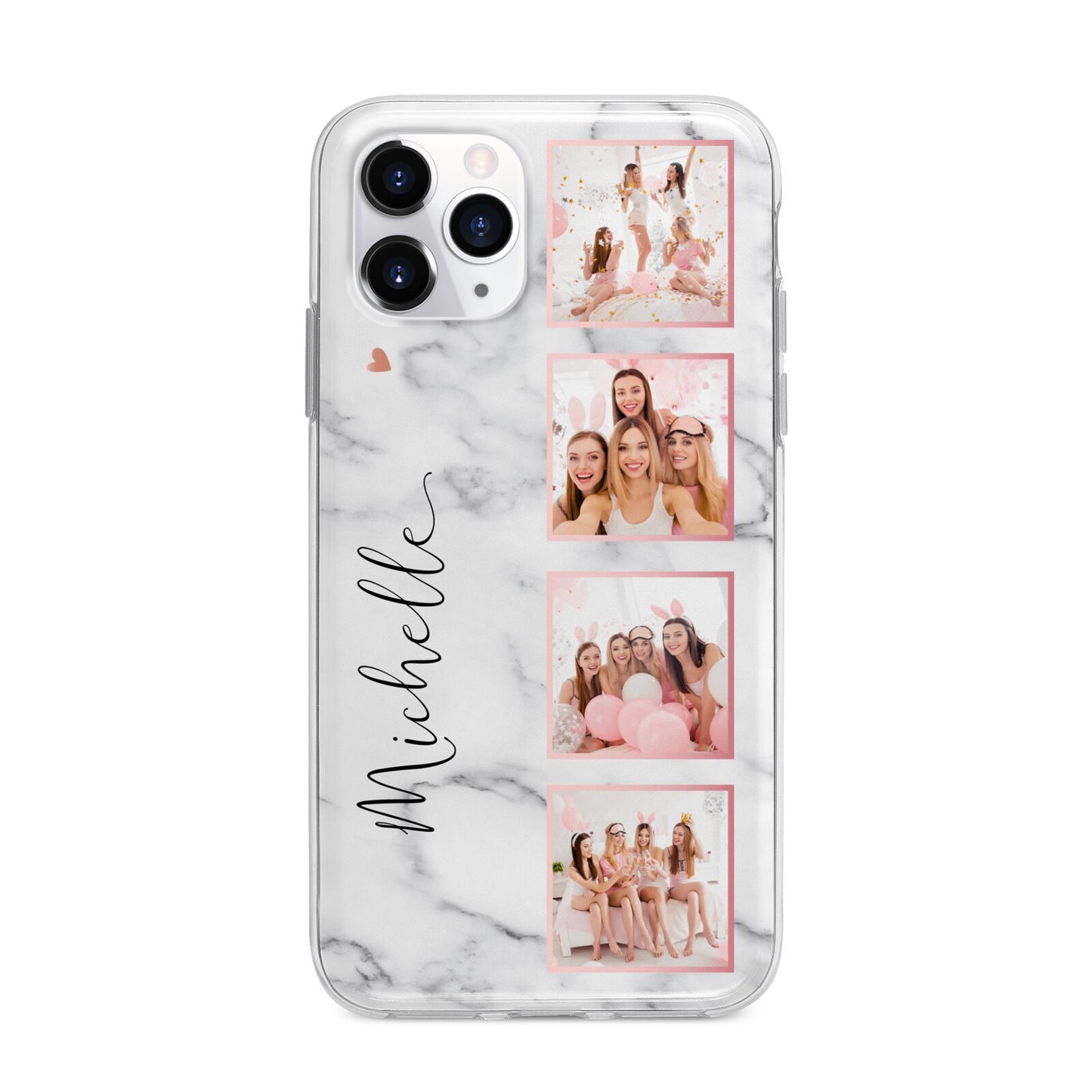 Marble Photo Strip Personalised Apple iPhone 11 Pro in Silver with Bumper Case