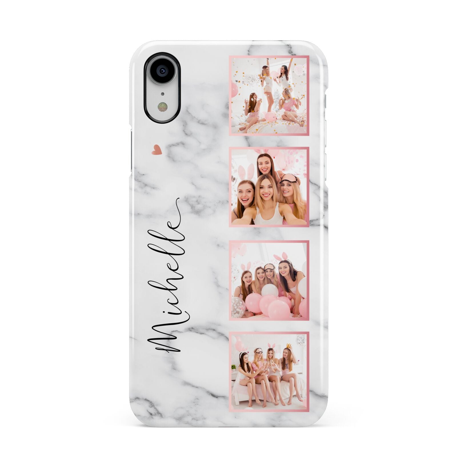Marble Photo Strip Personalised Apple iPhone XR White 3D Snap Case