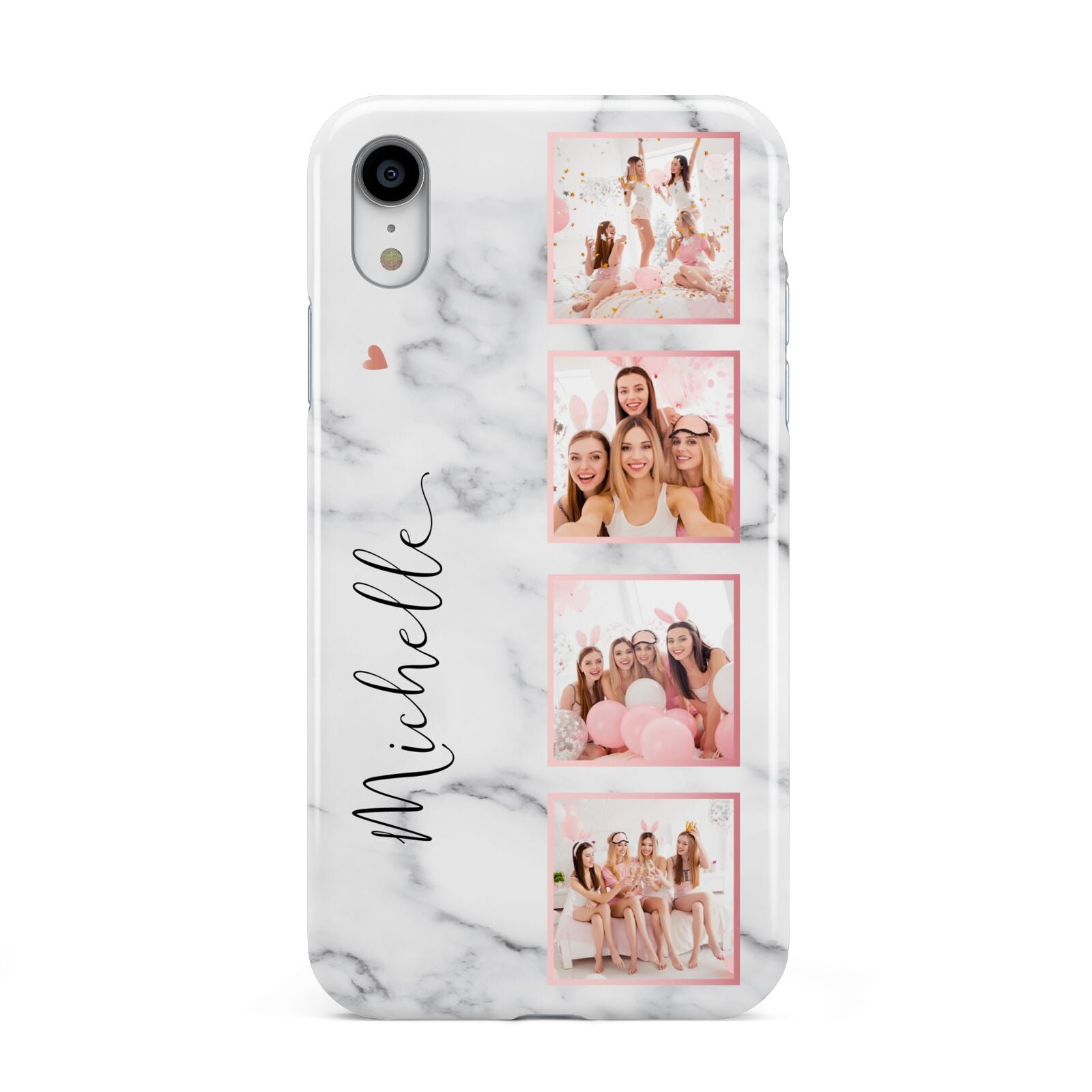 Marble Photo Strip Personalised Apple iPhone XR White 3D Tough Case