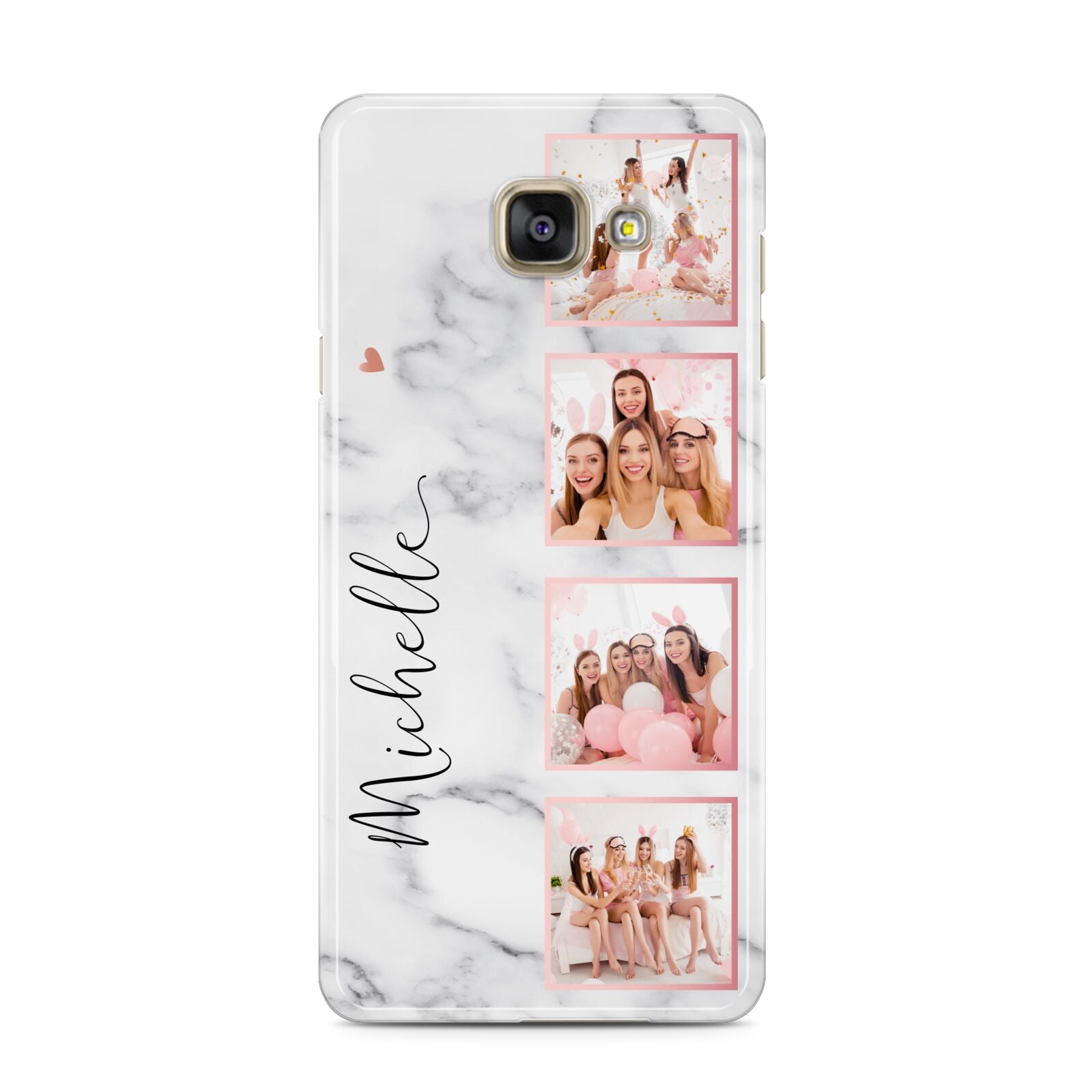 Marble Photo Strip Personalised Samsung Galaxy A3 2016 Case on gold phone