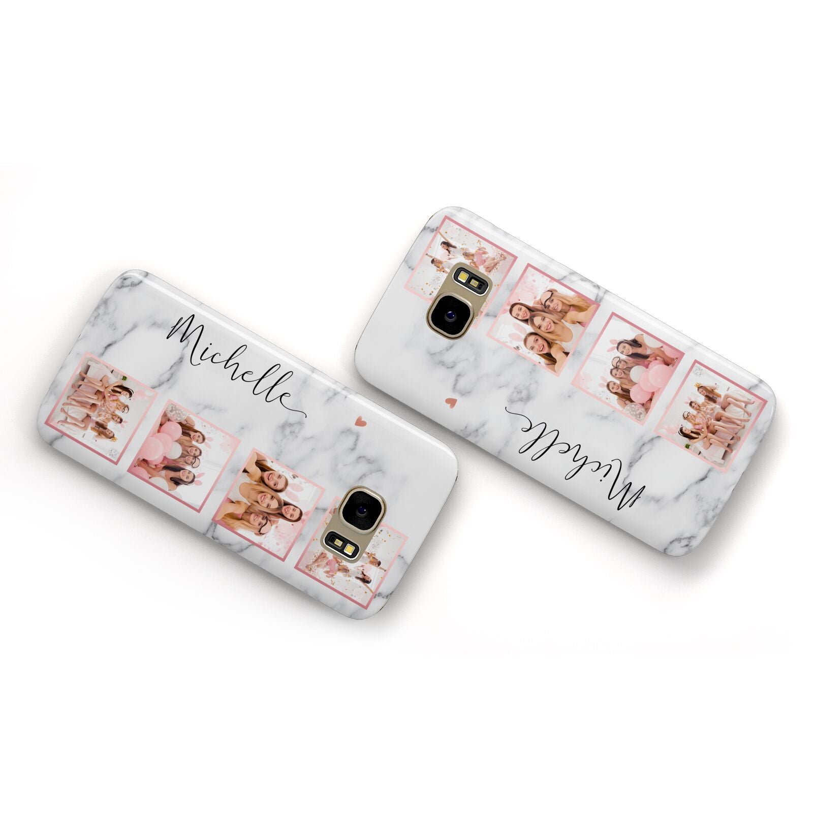 Marble Photo Strip Personalised Samsung Galaxy Case Flat Overview