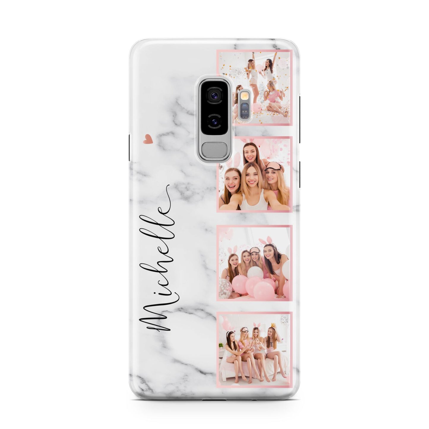 Marble Photo Strip Personalised Samsung Galaxy S9 Plus Case on Silver phone