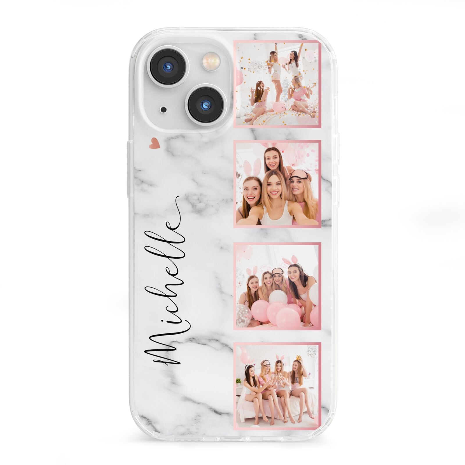 Marble Photo Strip Personalised iPhone 13 Mini Clear Bumper Case