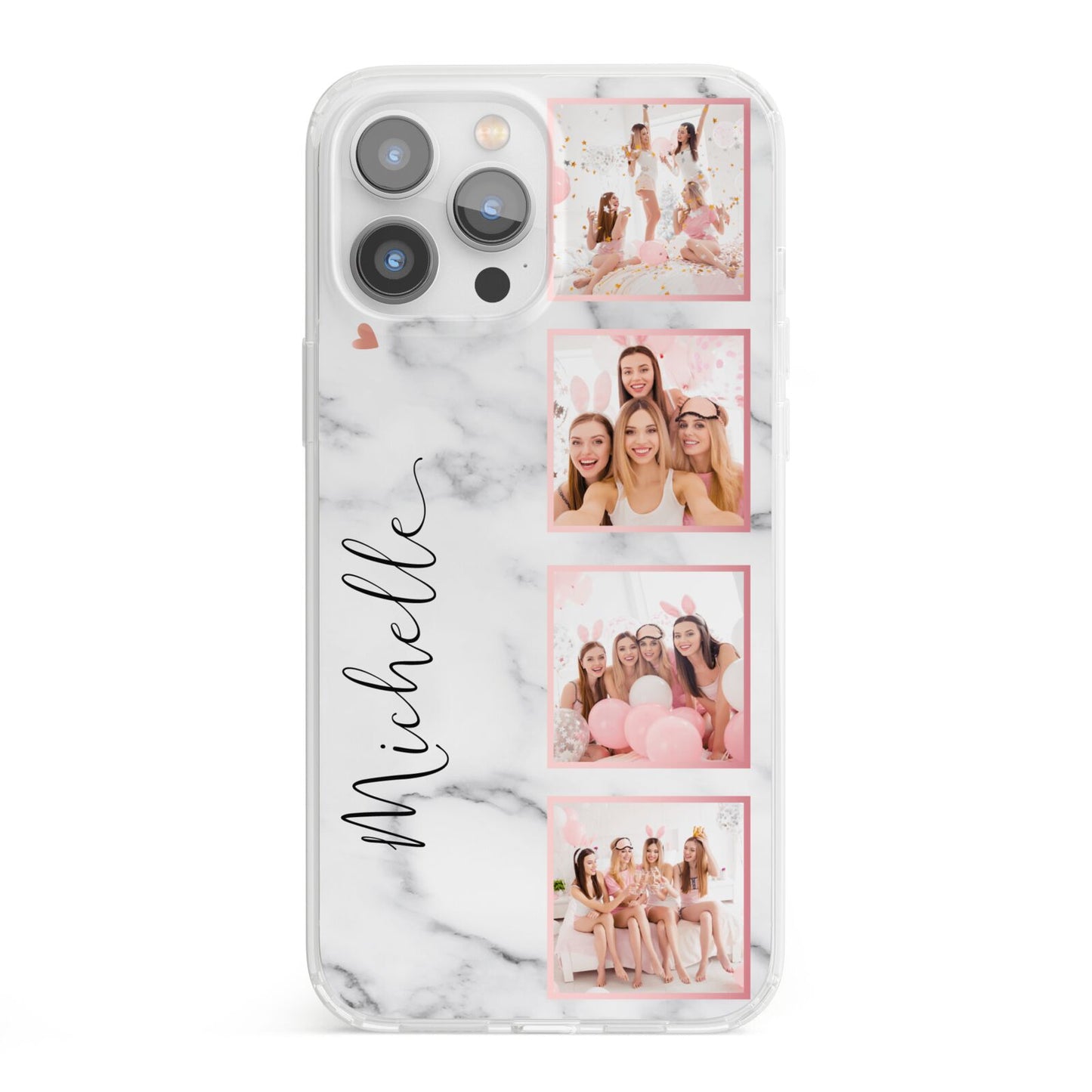 Marble Photo Strip Personalised iPhone 13 Pro Max Clear Bumper Case