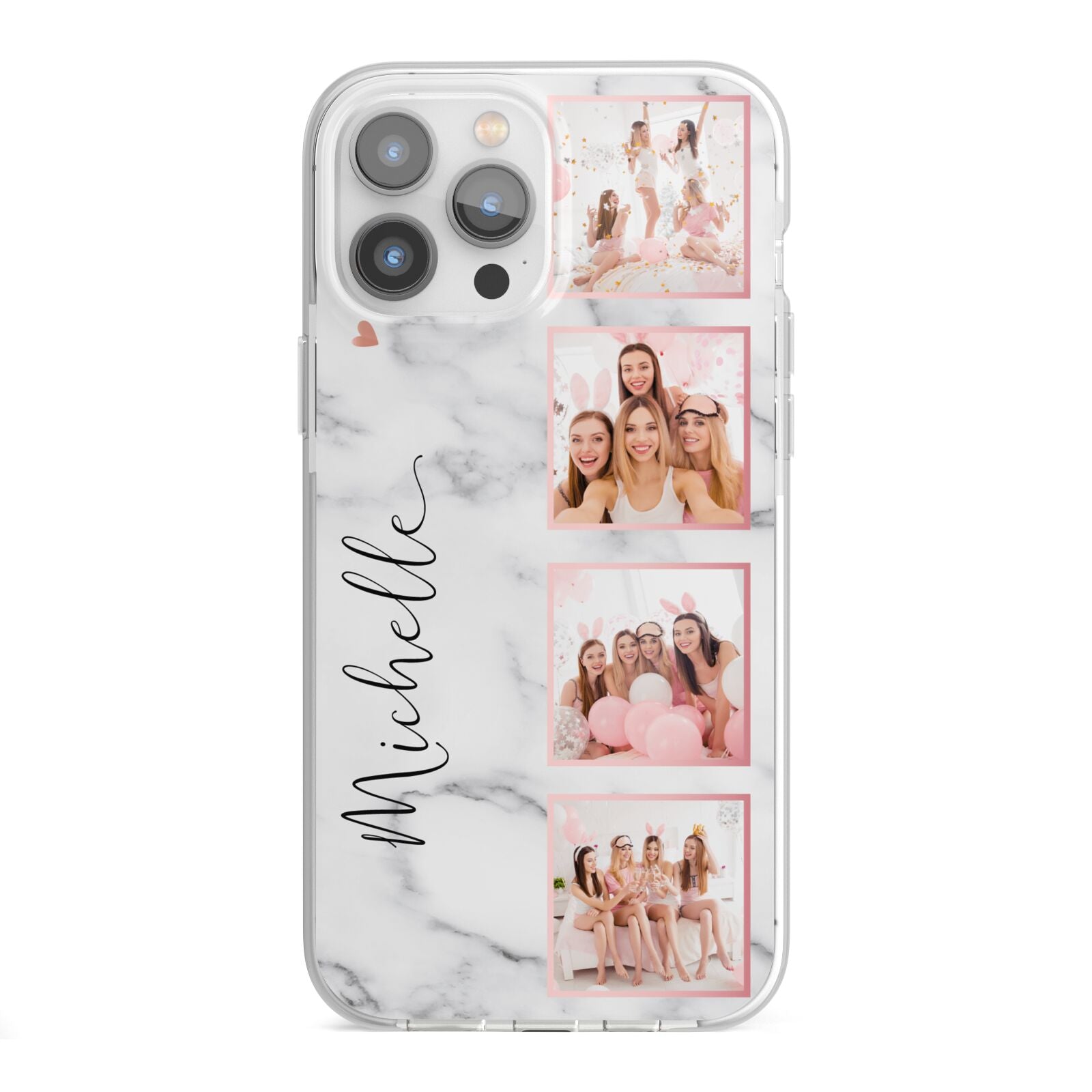 Marble Photo Strip Personalised iPhone 13 Pro Max TPU Impact Case with White Edges