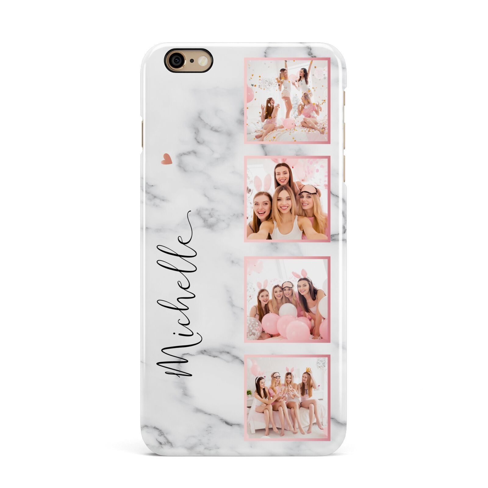 Marble Photo Strip Personalised iPhone 6 Plus 3D Snap Case on Gold Phone