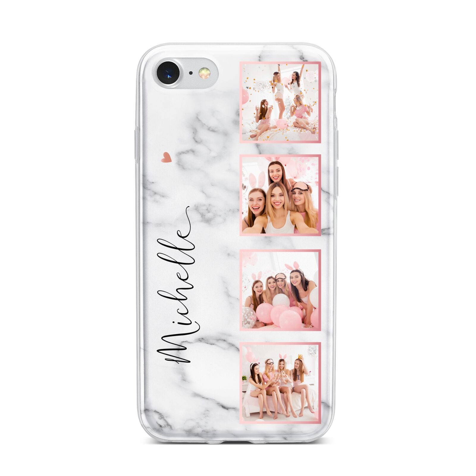 Marble Photo Strip Personalised iPhone 7 Bumper Case on Silver iPhone
