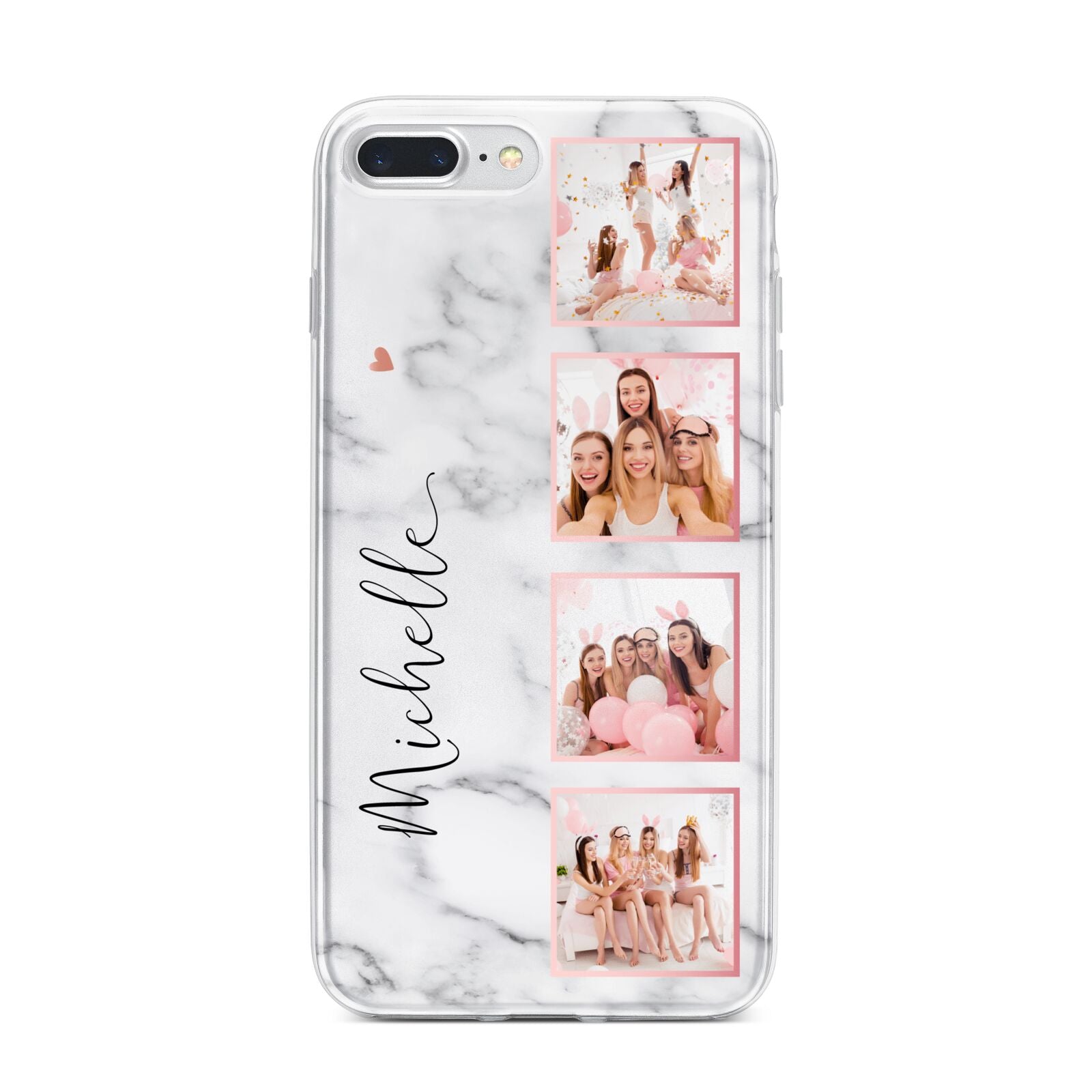 Marble Photo Strip Personalised iPhone 7 Plus Bumper Case on Silver iPhone