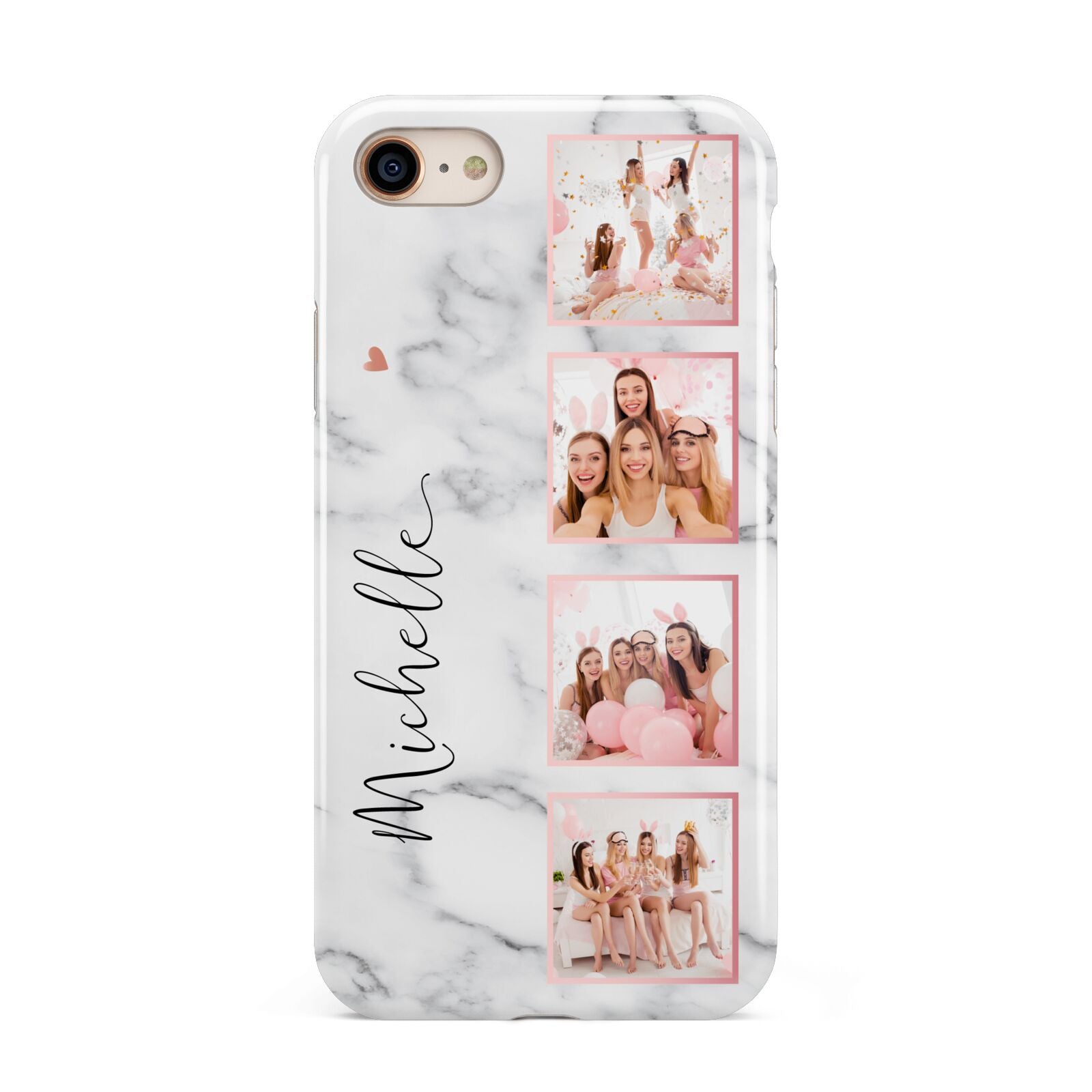 Marble Photo Strip Personalised iPhone 8 3D Tough Case on Gold Phone