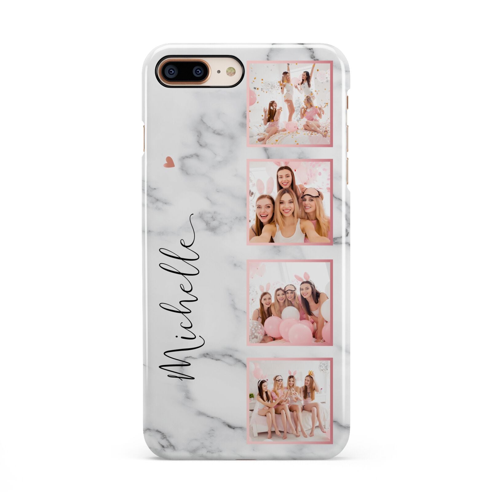 Marble Photo Strip Personalised iPhone 8 Plus 3D Snap Case on Gold Phone