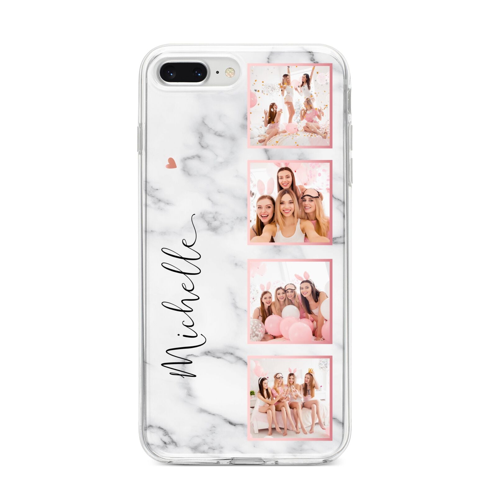 Marble Photo Strip Personalised iPhone 8 Plus Bumper Case on Silver iPhone