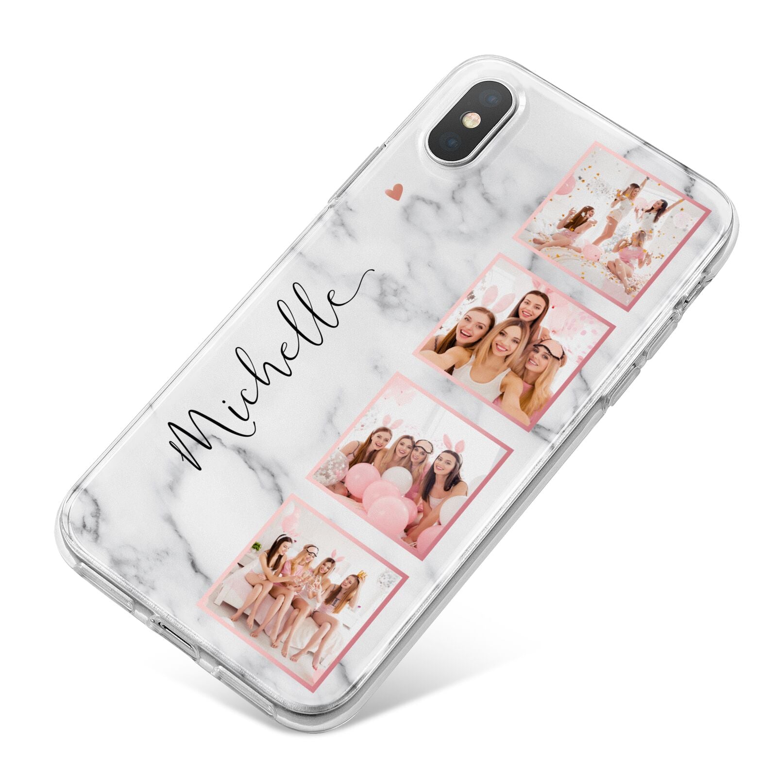 Marble Photo Strip Personalised iPhone X Bumper Case on Silver iPhone