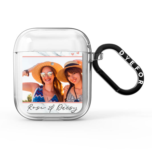 Marble Photo Upload with Text AirPods Clear Case