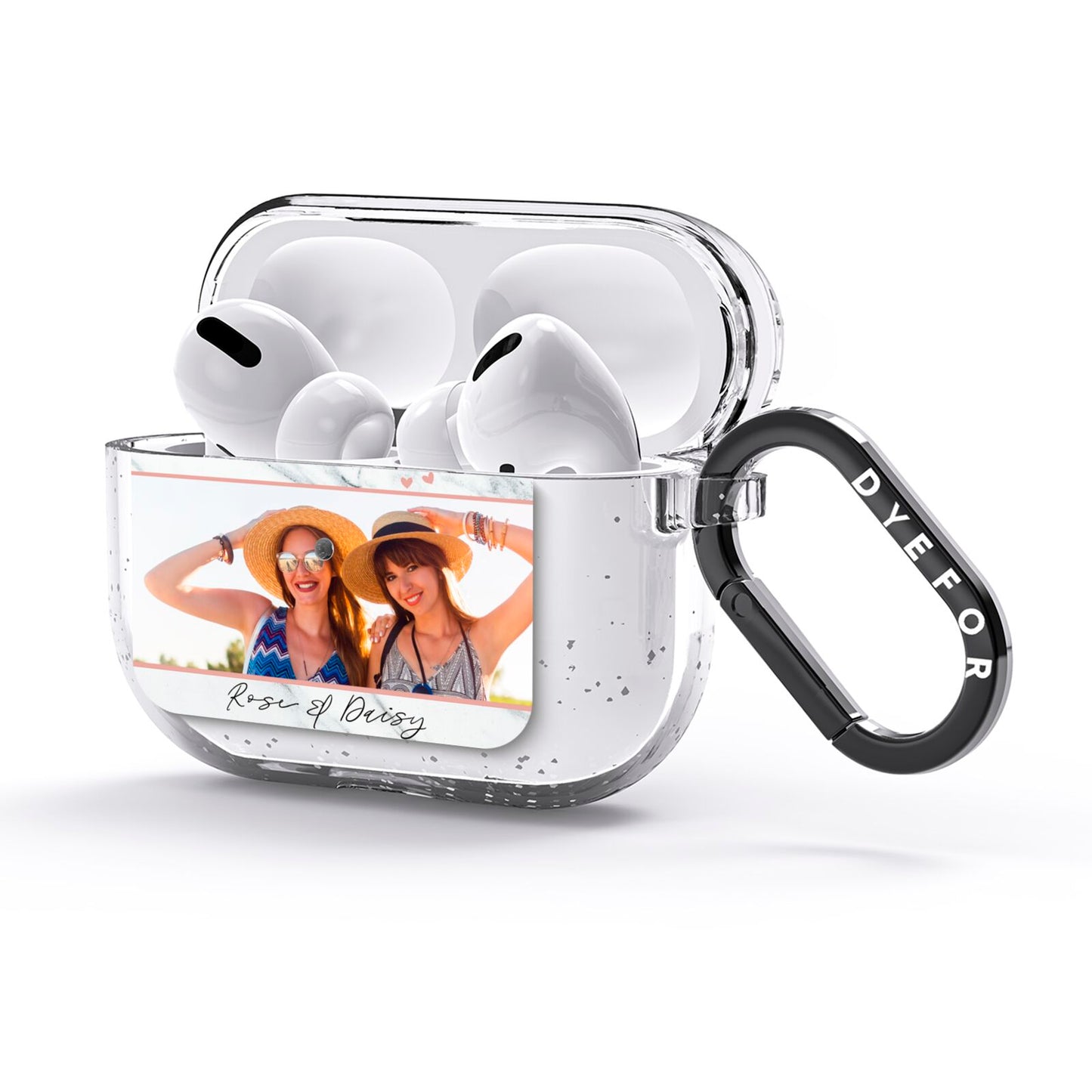 Marble Photo Upload with Text AirPods Glitter Case 3rd Gen Side Image