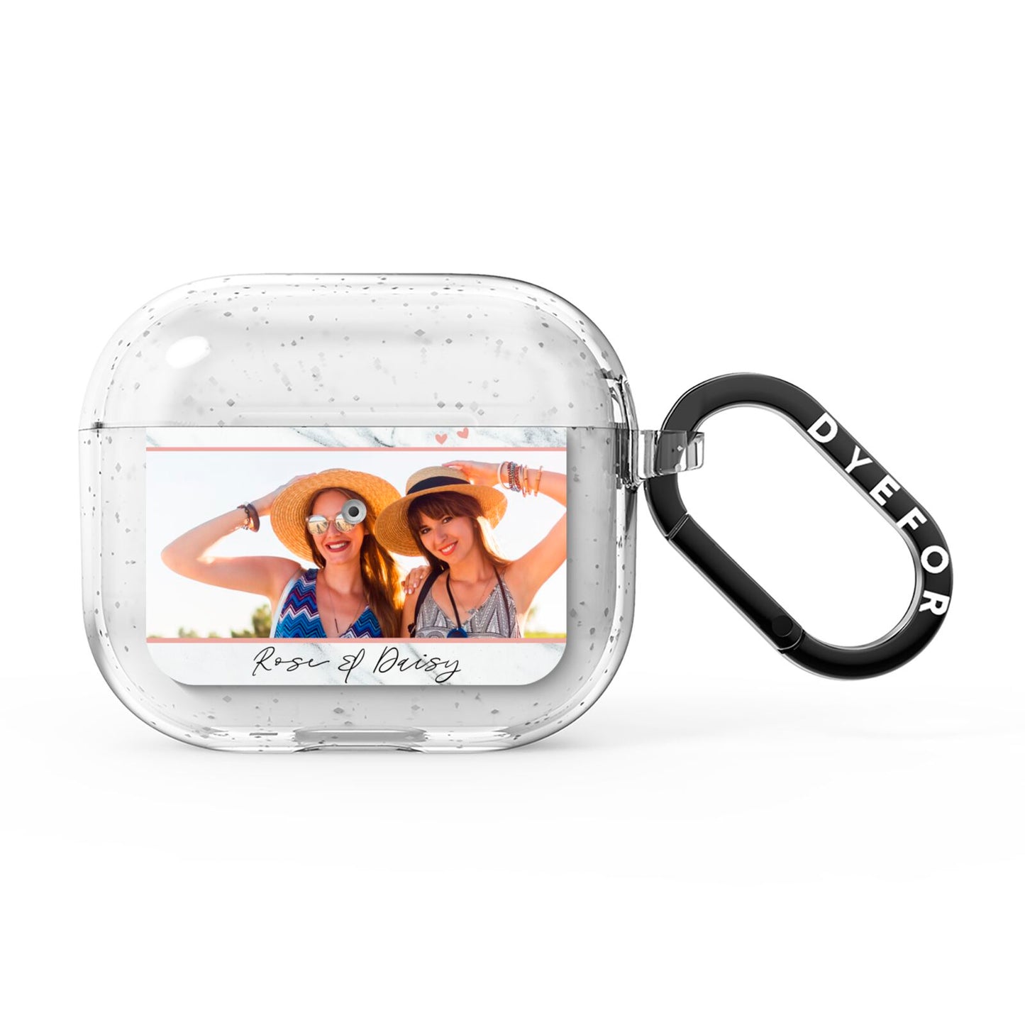 Marble Photo Upload with Text AirPods Glitter Case 3rd Gen