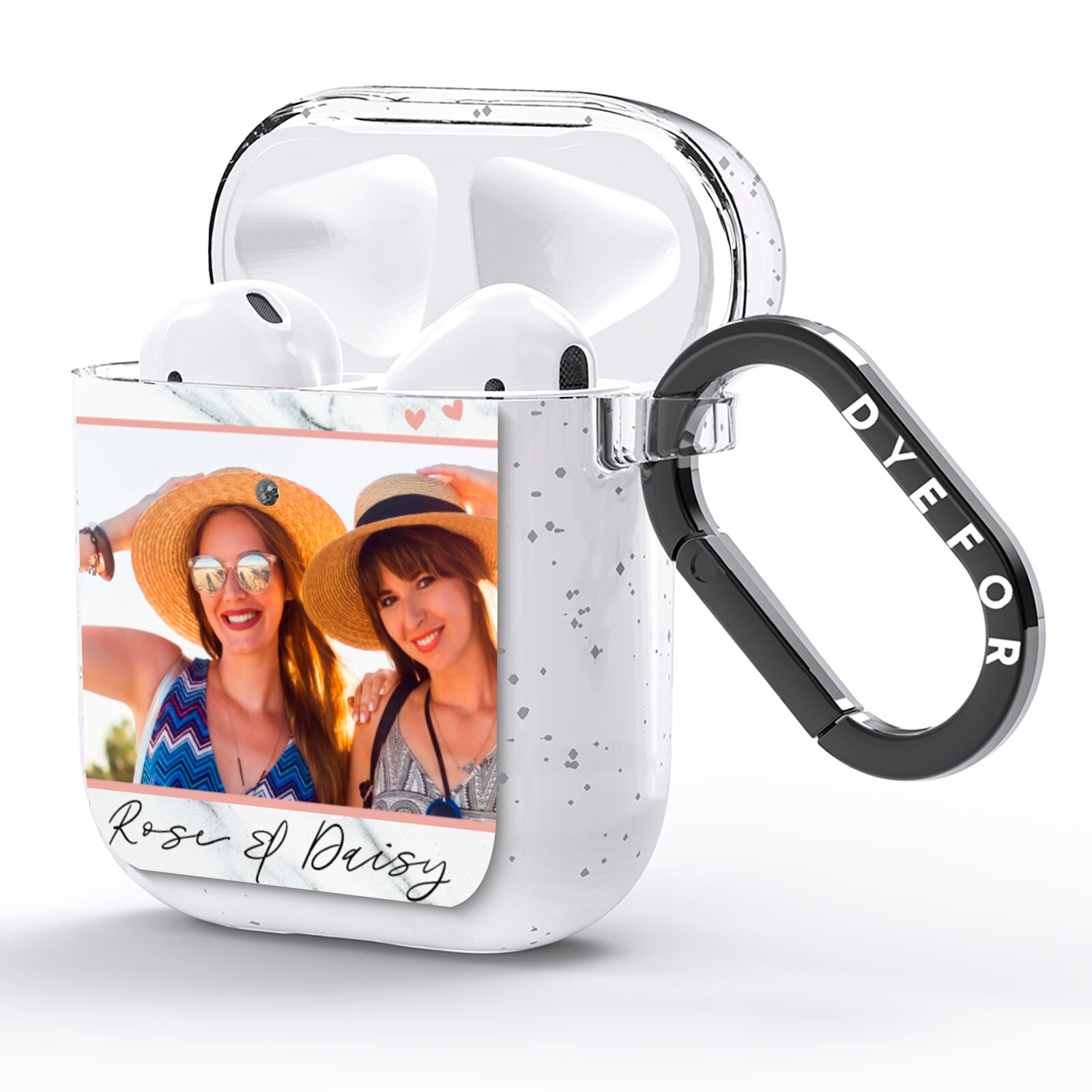 Marble Photo Upload with Text AirPods Glitter Case Side Image