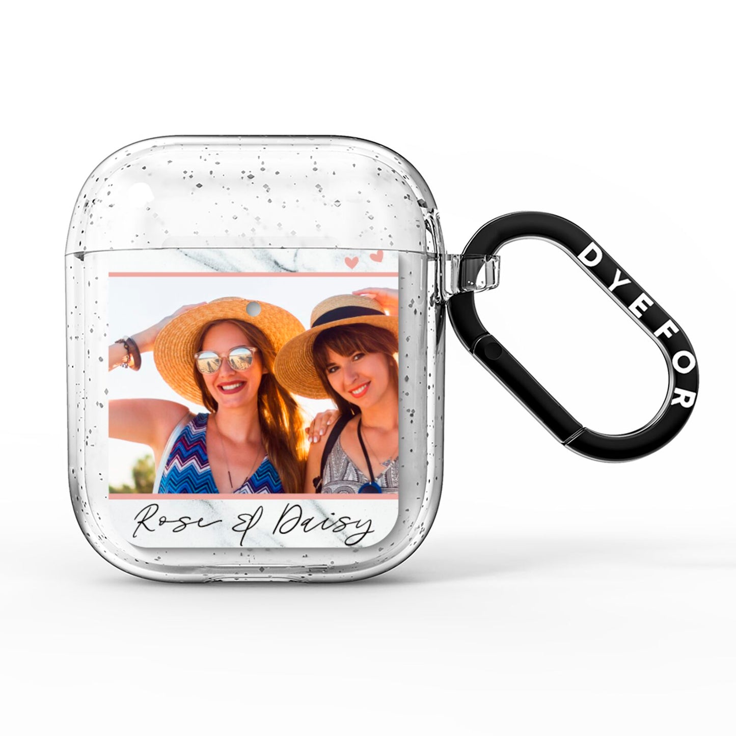 Marble Photo Upload with Text AirPods Glitter Case