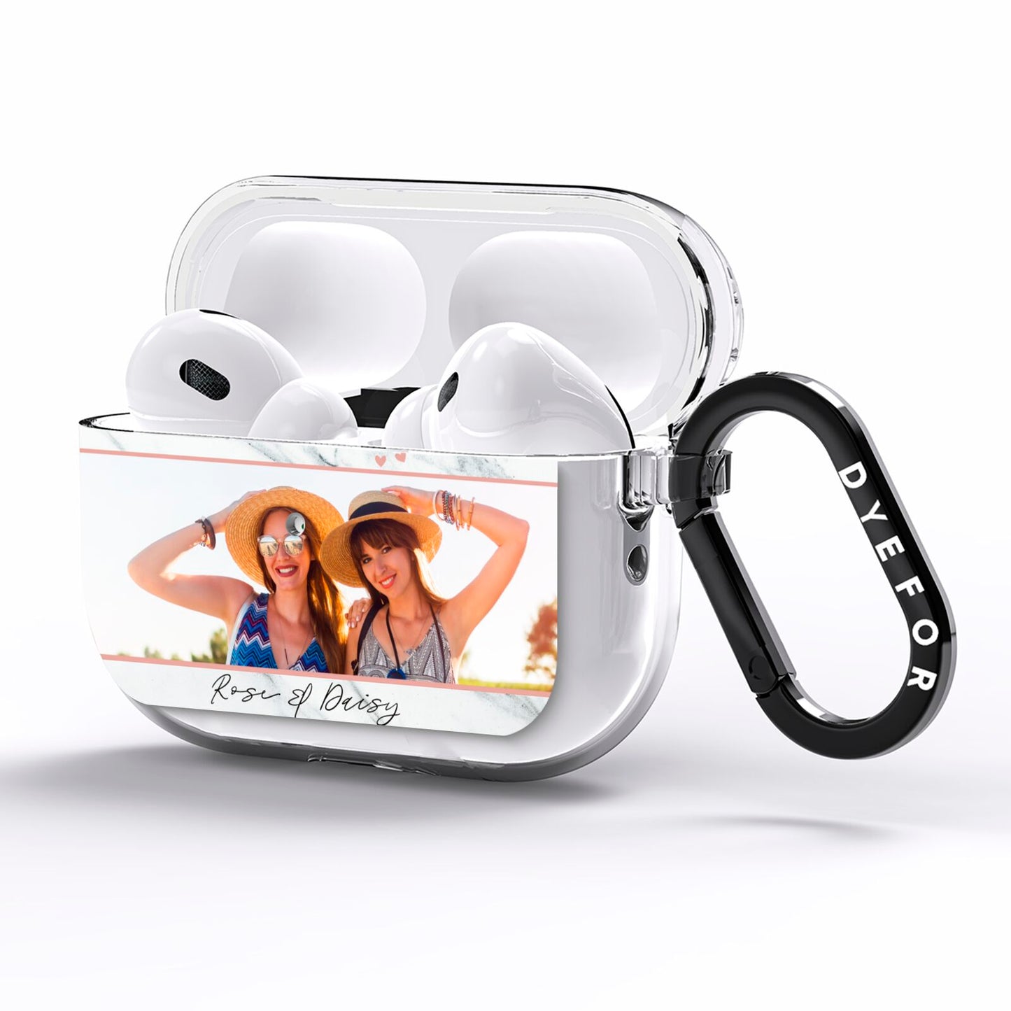 Marble Photo Upload with Text AirPods Pro Clear Case Side Image