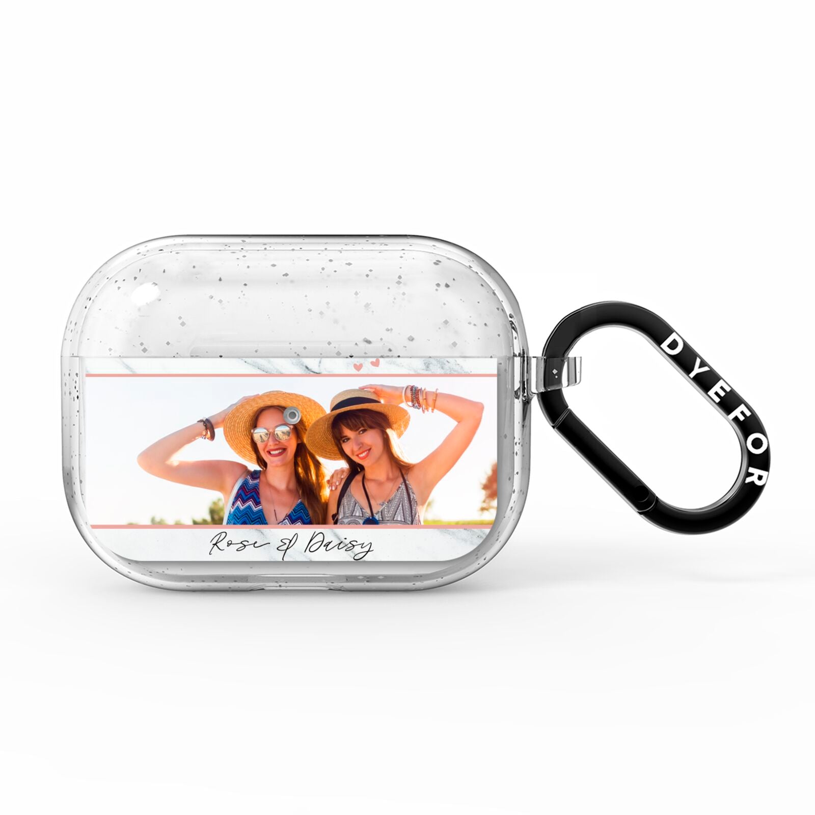 Marble Photo Upload with Text AirPods Pro Glitter Case