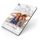 Marble Photo Upload with Text Apple iPad Case on Grey iPad Side View