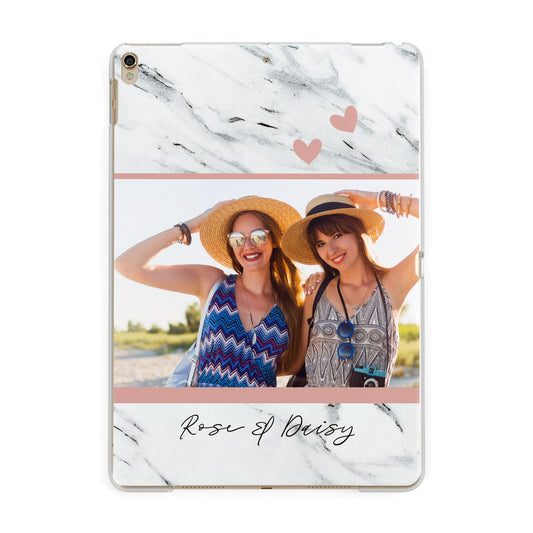 Marble Photo Upload with Text Apple iPad Gold Case