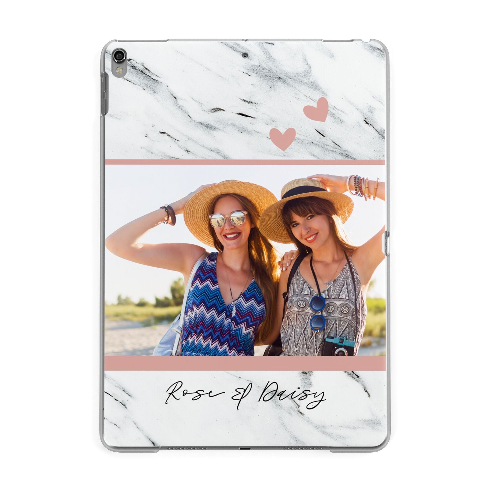 Marble Photo Upload with Text Apple iPad Grey Case
