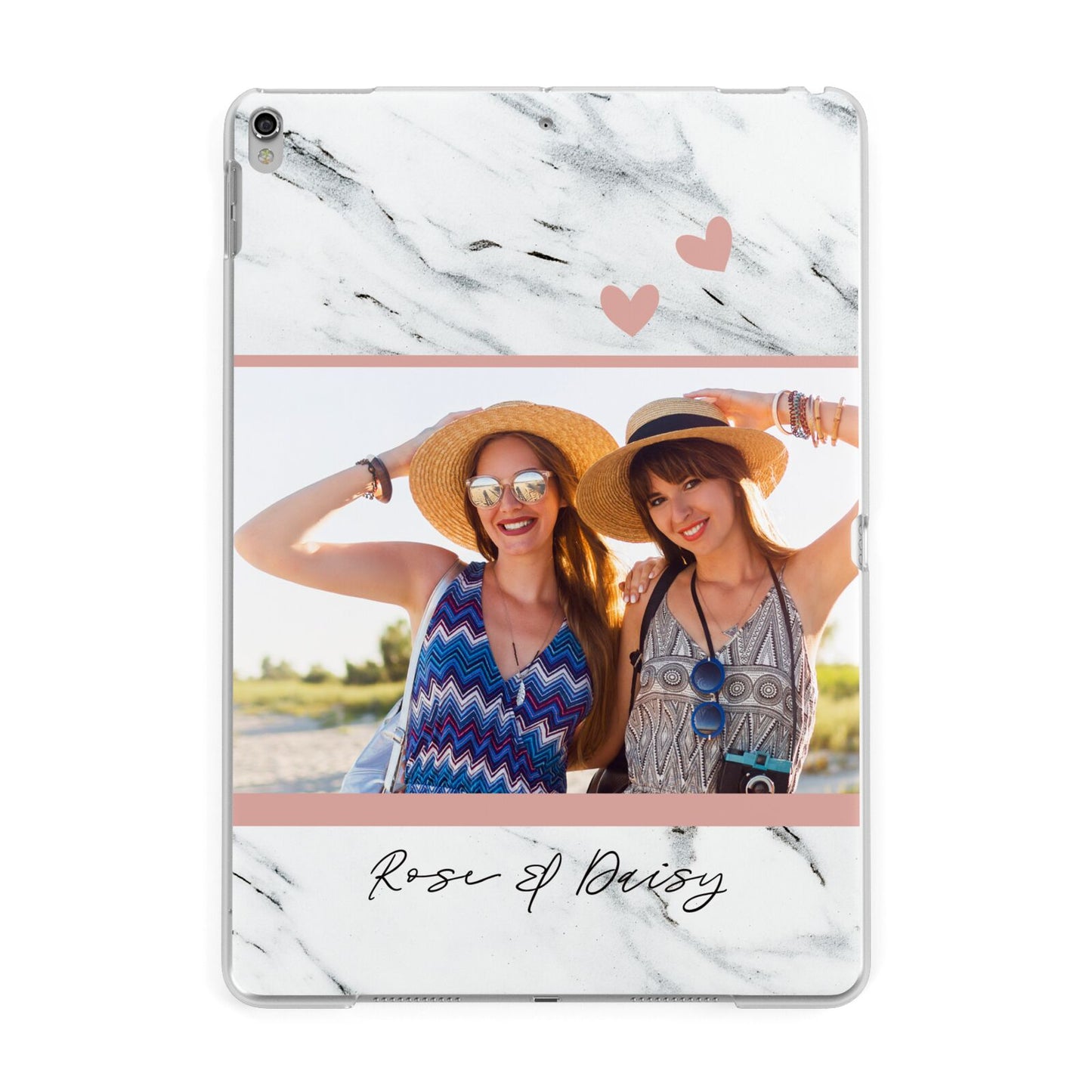 Marble Photo Upload with Text Apple iPad Silver Case