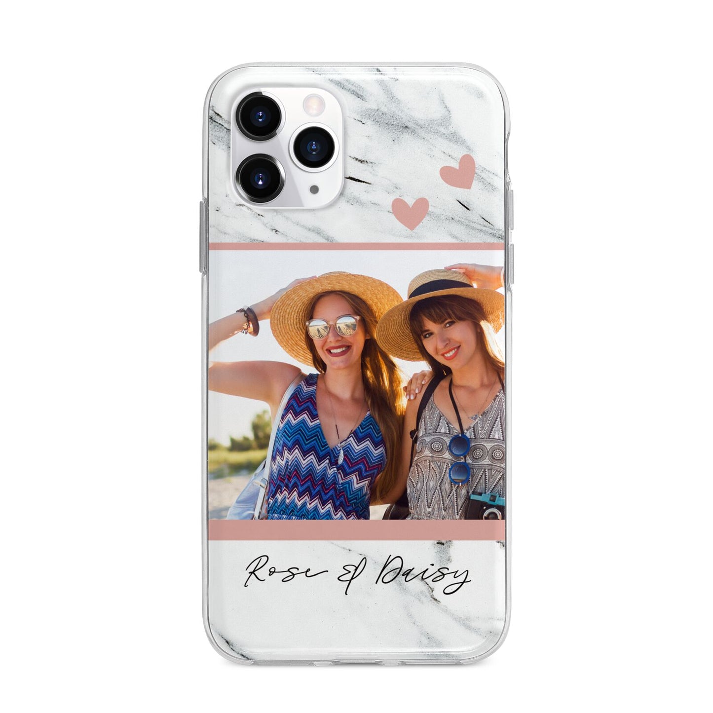 Marble Photo Upload with Text Apple iPhone 11 Pro in Silver with Bumper Case